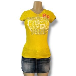 PINK Victoria's Secret Yellow Graphic Tee